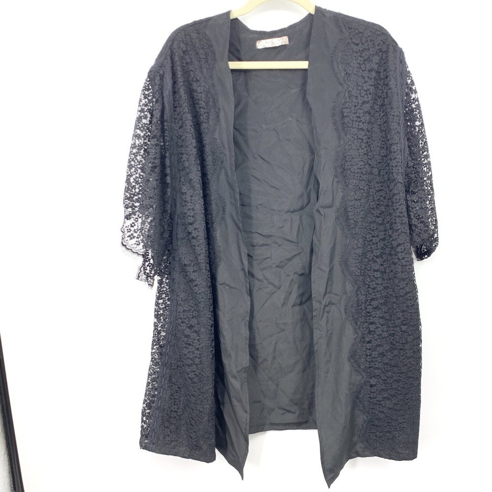 Intimately Free People For Love & Lemons Women Medium Kimono Black Lace Skivvies